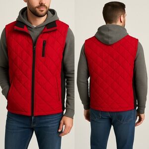 🔴 Andrew Marc Men’s Quilted Red Vest – Size XXL